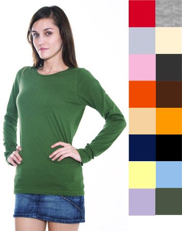 American Apparel Women's Long Sleeve Baby Rib T-shirt - Tee